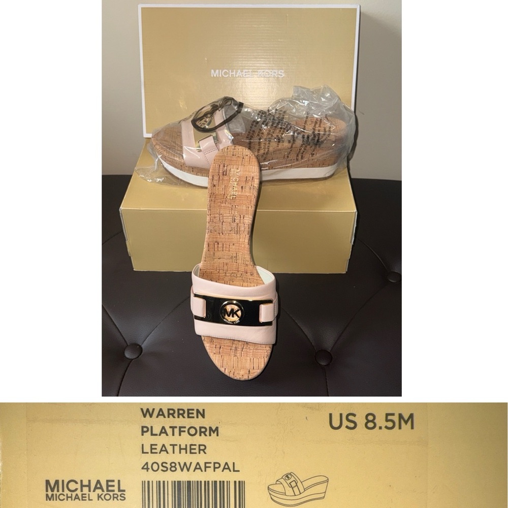 Michael Kors Pink Platform Leather Sandals
